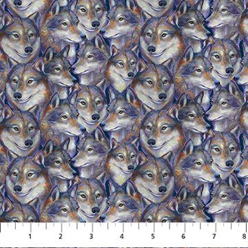 Full Moon - Navy Wolf Head