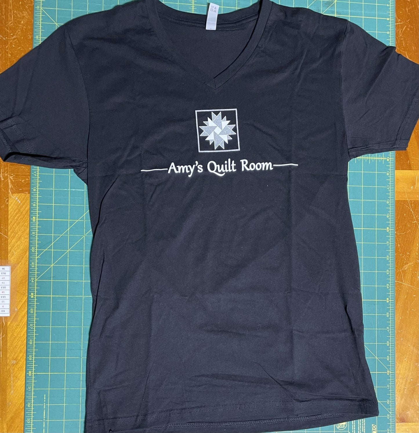 AQR V Neck T-Shirt with Silver Shimmer Logo