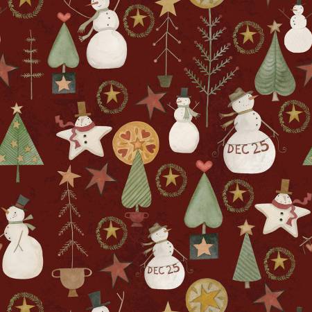 Kringle Jacks And Trees Red C13441 Riley Blake