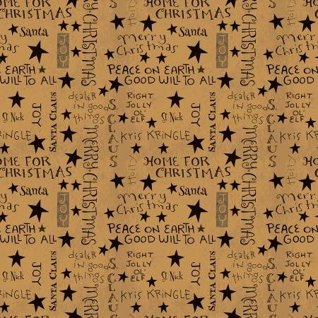 Kringle Words Gold C13446 Riley Blake