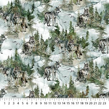 Lone Wolf - Teal Multi Wolf Scenic