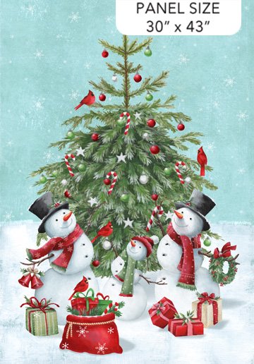 Holly Jolly - Snowman Panel Turquoise Multi (30" Panel)