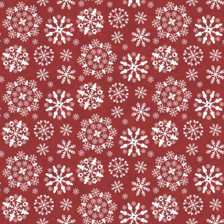 Hello Winter - Flannel Snowflakes Red