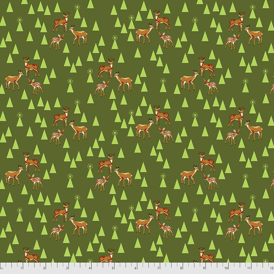 Tula Pink Holiday Homies Flannel - Road Trip - Pine Fresh