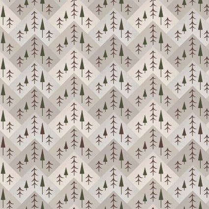 The Mountains are Calling Flannel - Cream Tree Mountain Zig Zag