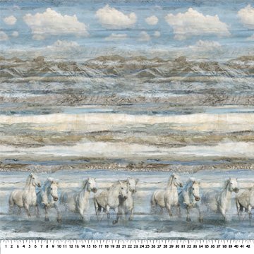 Running Free - Blue Multi Horse Ombre