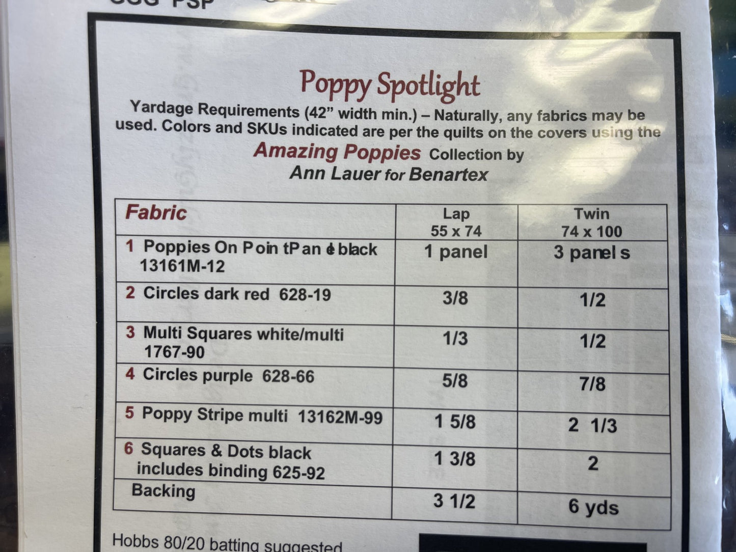 Poppy Spotlight Pattern