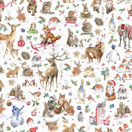 One Snowy Day - Tossed Animals White