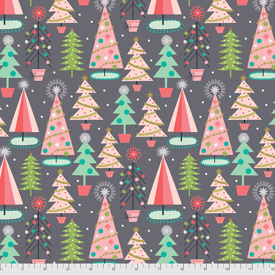 FaLaLa - Christmas Spruces - Grey - Free Spirit