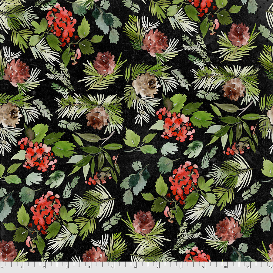 Tim Holtz Christmastime - Evergreen Floral - Black