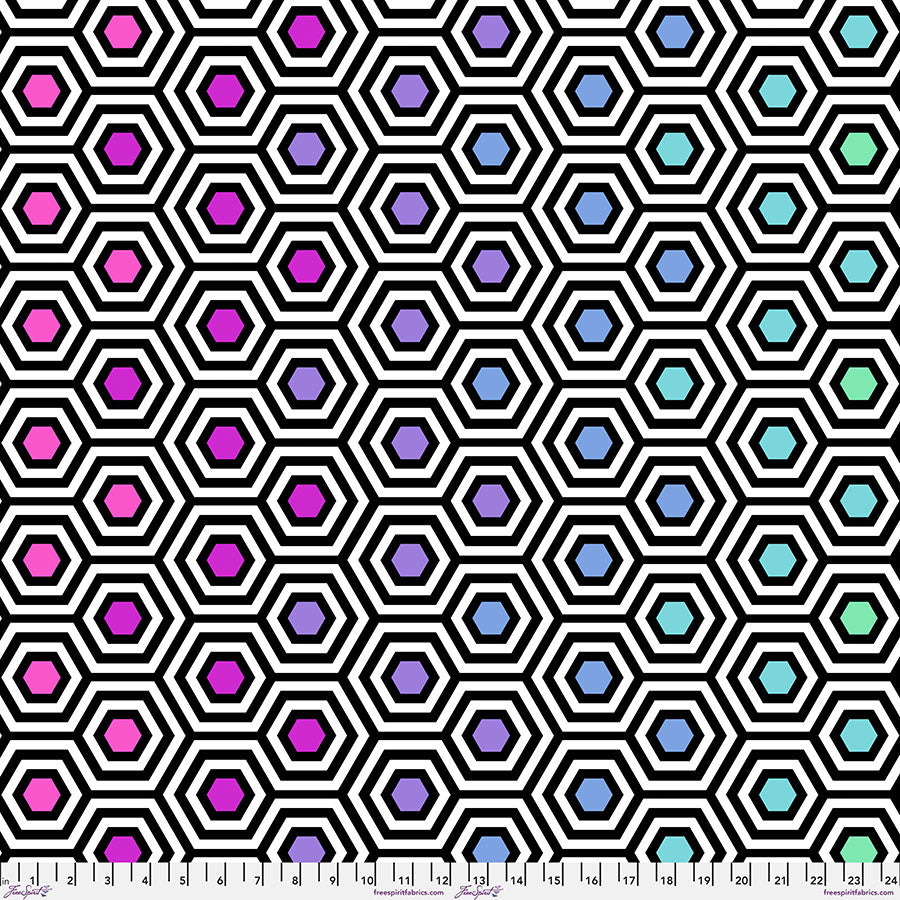 Rainbow Hexy XL - Ink || Tula's True Colors Quilt 108" Backing Fabric