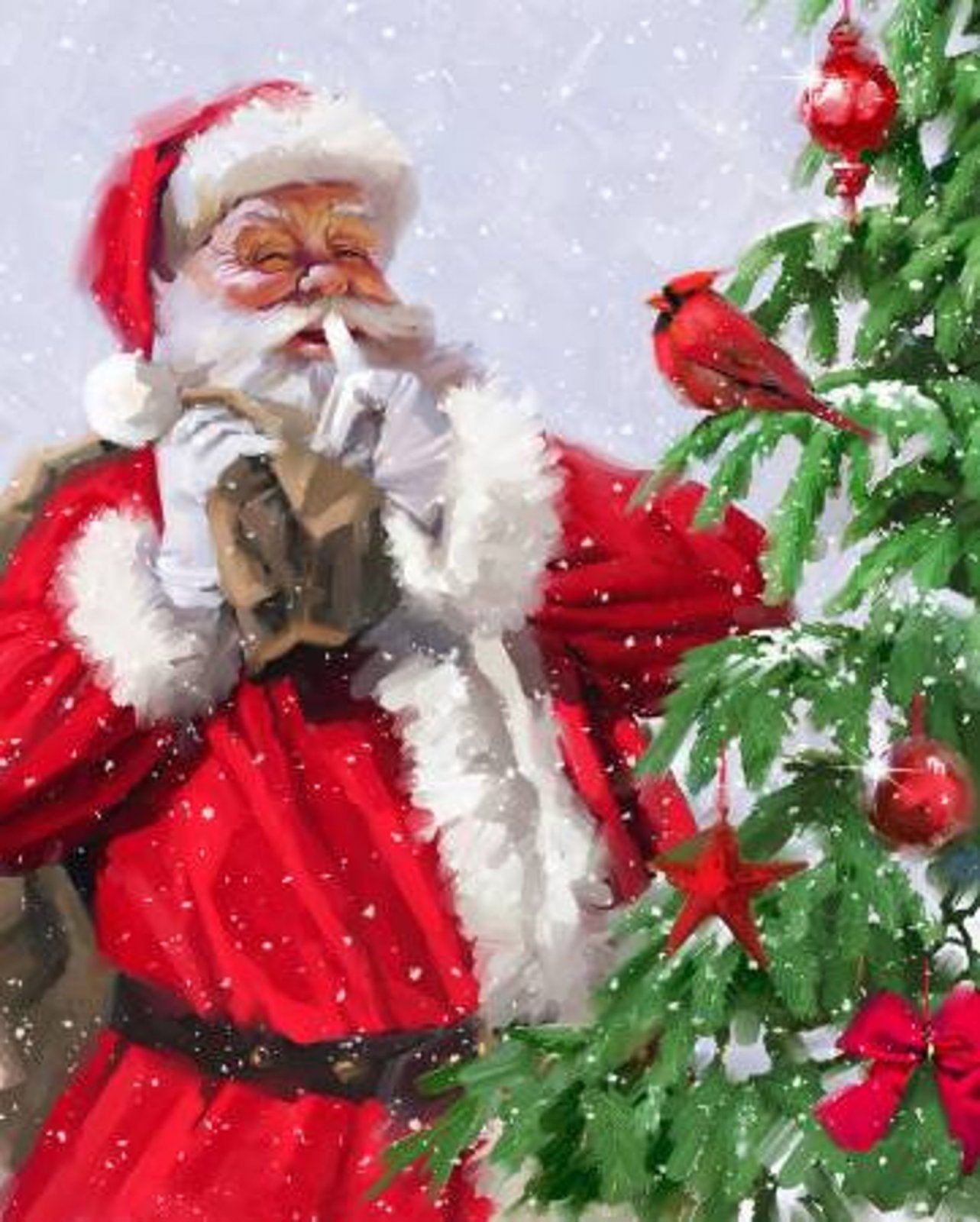 Santa & Cardinal Panel by David Textiles