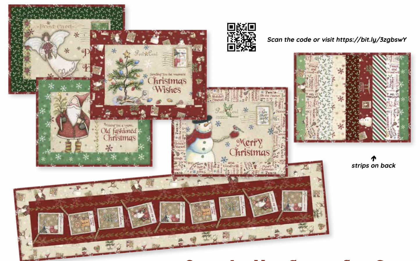 Postcard Christmas Placemats and Table Runner Kit