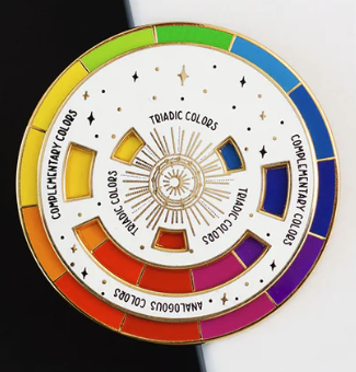 Muse White Rainbow Color Wheel Interactive Enamel Spinner Pin (Black) - copy