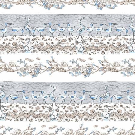 Sandy Toes - Taupe Pictorial Stripe