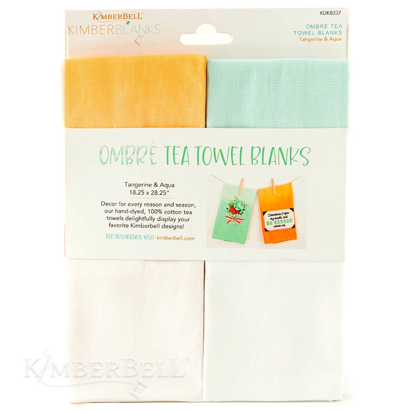 Kimberbell Ombre Tea Towel Blanks - Tangerine and Aqua