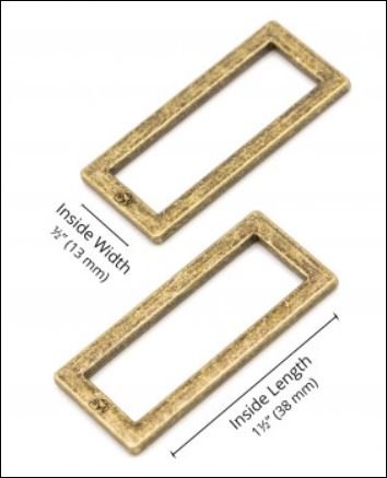 Two - 1.5" Flat Rectangle Rings