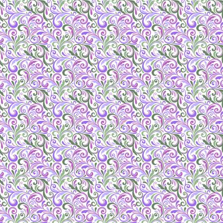 White Multi Scroll - Miss Marguerite by Benartex