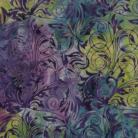 Leaf Tendrils-Peacock by Island Batik