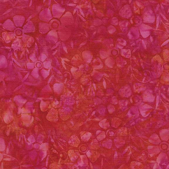 Honeycomb Flower-Red Coral 112203335 / Island Batik