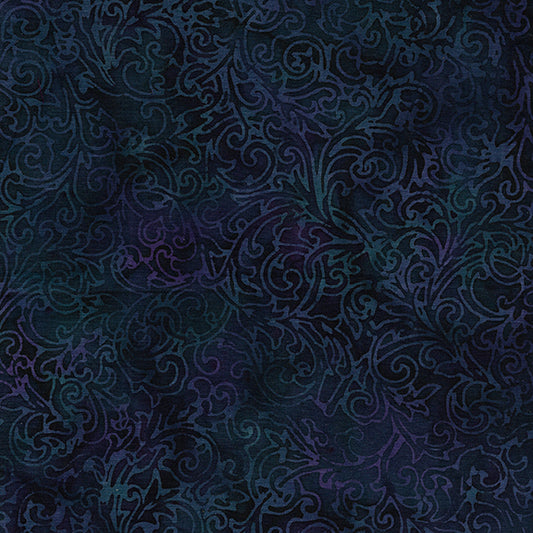 Midnight Glow Flourish Swirl-Blue Navy 112210585 / Island Batik