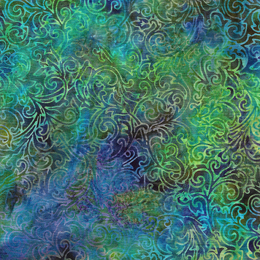 Baroque Flourish Swirl Multi Blue 112210870 Island Batik
