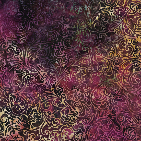 Midnight Glow Flourish Swirl-Multi Purple Green Concord112210880 / Island Batik