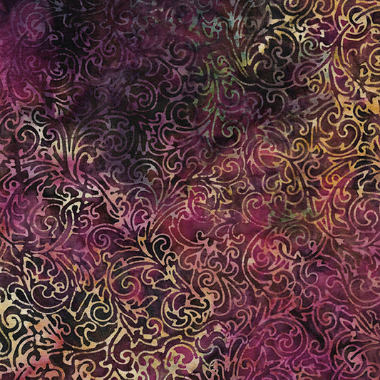 Midnight Glow Flourish Swirl-Multi Purple Green Concord112210880 / Island Batik
