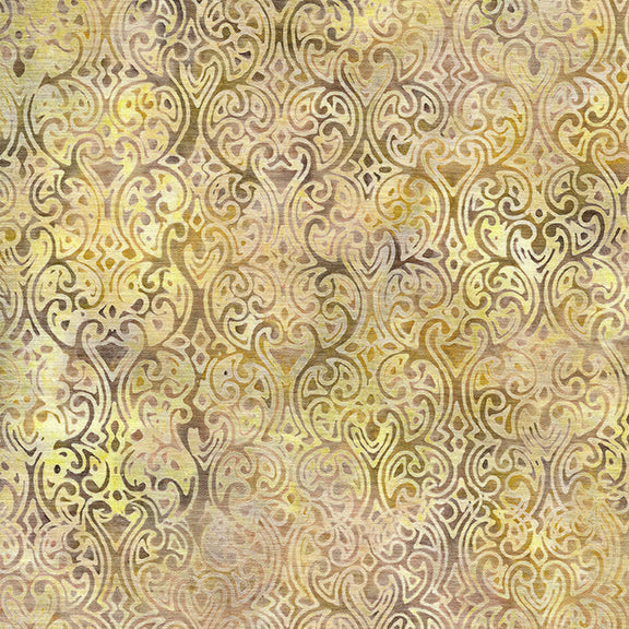 Flourish Ornate Hearts-Brown Tumbleweed 112213059 / Island Batik