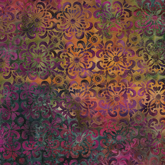 Midnight Glow Ornate 2 inch Tile-Multi Purple Green Concord 112215880 / Island Batik