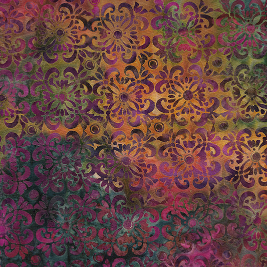 Midnight Glow Ornate 2 inch Tile-Multi Purple Green Concord 112215880 / Island Batik