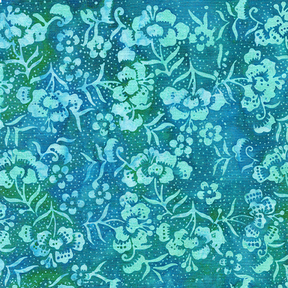 Pin Dot Floral - 112333945 Peonies-Teal Cool Water