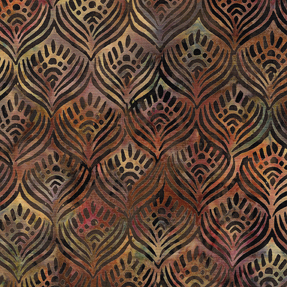 Morris Tiles - Feather-Multi Red Teal Gold