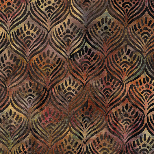 Morris Tiles - Feather-Multi Red Teal Gold