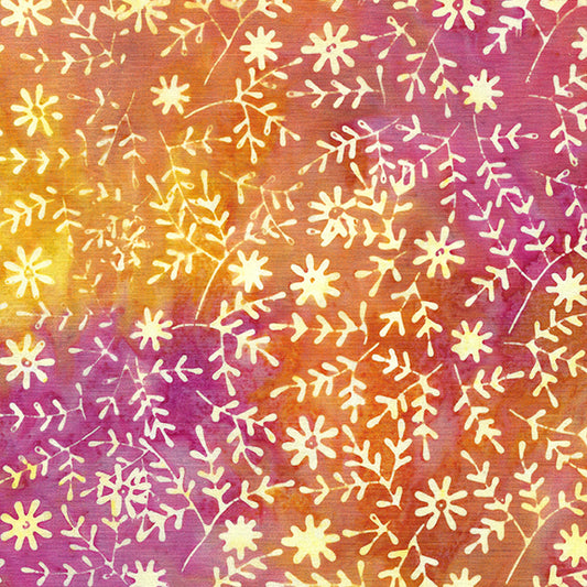 Flower Pot - Sprig With Small Daisy-Multi Pink Orange Sunset