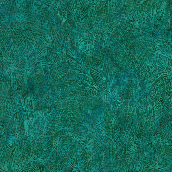 Island Batik Large Wheat Leaves - Dark Lagoon - Vincent's Garden