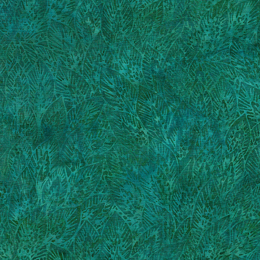 Island Batik Large Wheat Leaves - Dark Lagoon - Vincent's Garden