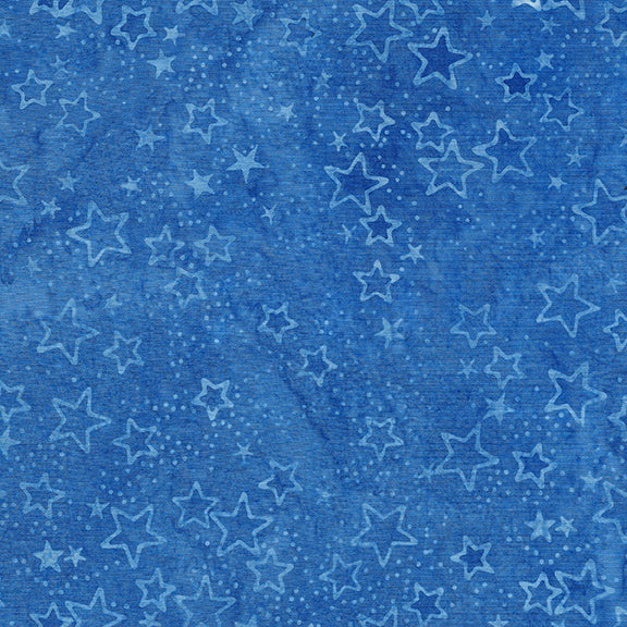 Shooting Stars  - Denim Blue Batik
