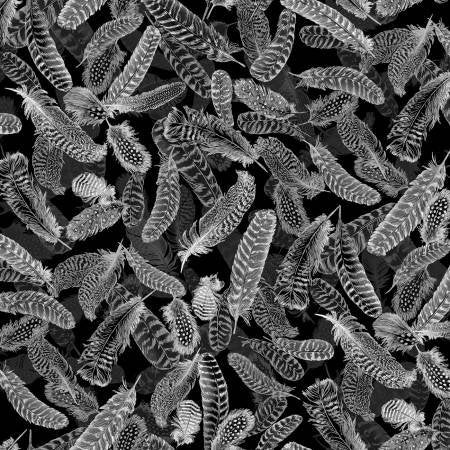 Gilded Feathers Charcoal 14034M-13