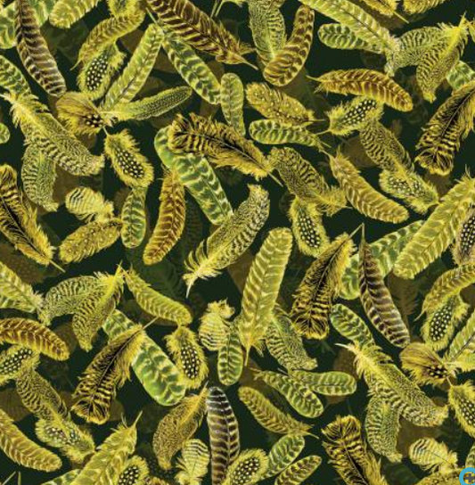Gilded Feathers Teal Green 14034M-45