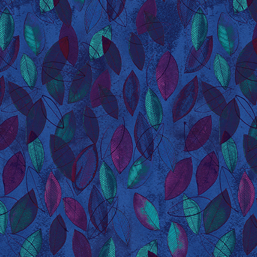 Prismatics - Small Tossed Leaf Dark Blue