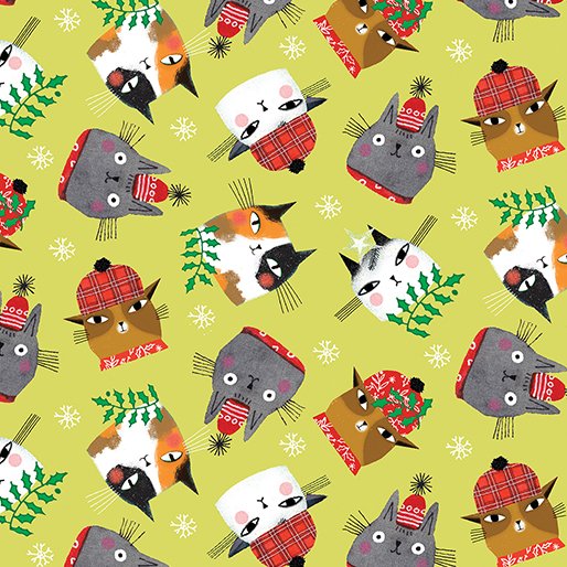 Meowy Christmas - Cat Christmas Toss Light Lime