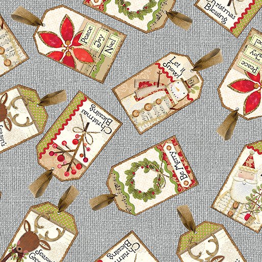 White Christmas - Tossed Tags Grey