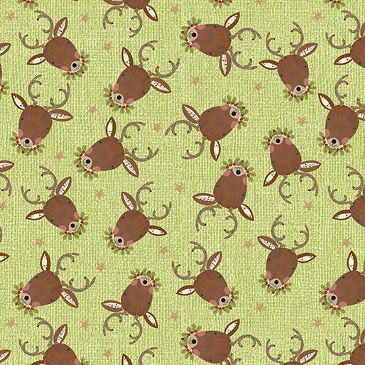 White Christmas - Reindeer Portrait Green