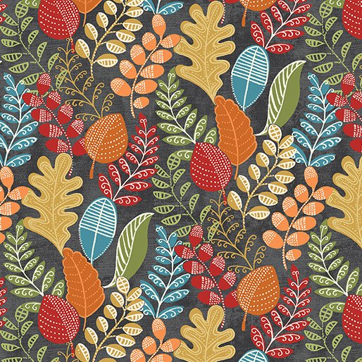 Hello Pumpkin - Dancing Leaves Dk.Grey/Multi