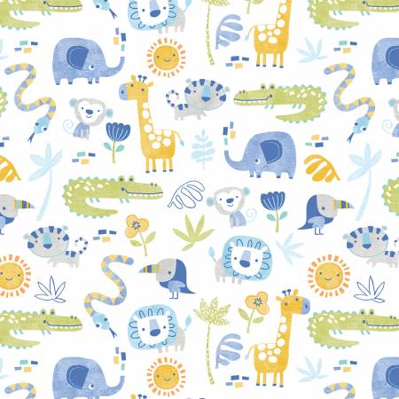 Chalk Baby Flannel - Jungle Toss Blue/Multi Flannel