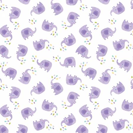 Chalk Baby Flannel - Elephant Play White/Purple Flannel
