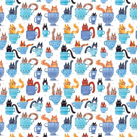 Garden Cats - Teacup Cats Blue/Multi