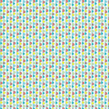 Garden Cats - Scalloped Stripe Teal/Multi