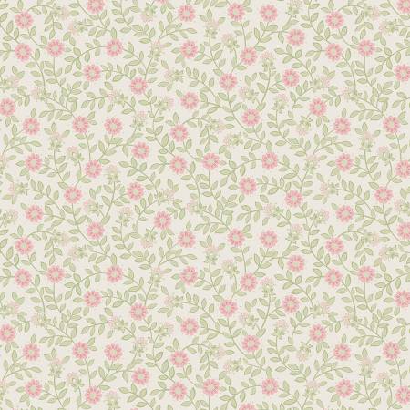 Field Floral - 108in Wide Back Green/Pink